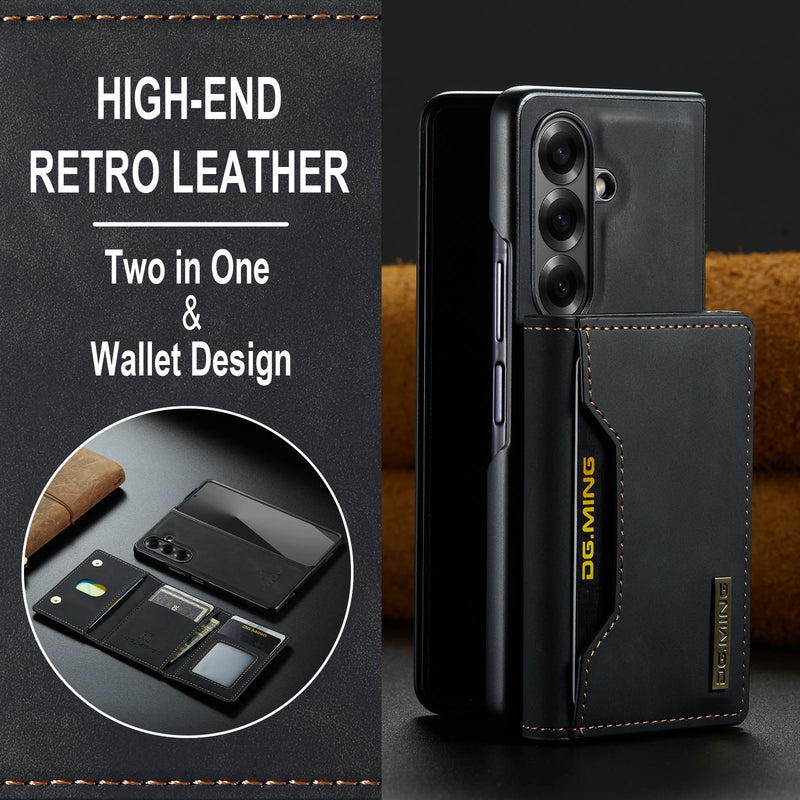 DG.MING Magnetic Business Leather Case for Galaxy Z Fold 7 - with Detachable Wallet [Black]