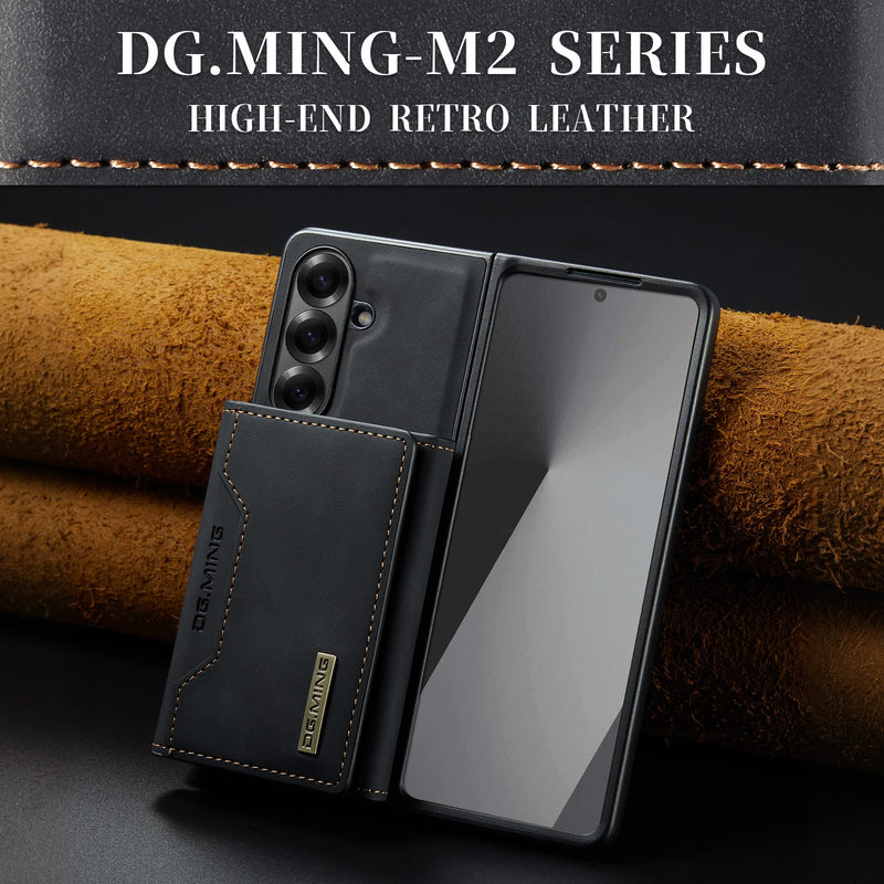 DG.MING Magnetic Business Leather Case for Galaxy Z Fold 7 - with Detachable Wallet [Black]
