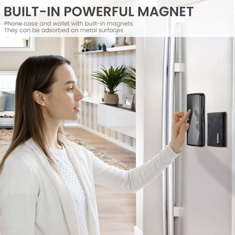 DG.MING Magnetic Business Leather Case for Galaxy Z Fold 7 - with Detachable Wallet [Black]