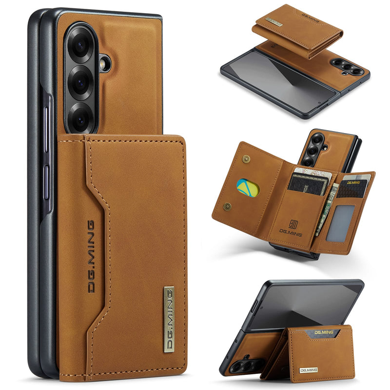 DG.MING Magnetic Business Leather Case for Galaxy Z Fold 7 - with Detachable Wallet [Brown]
