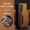 DG.MING Magnetic Business Leather Case for Galaxy Z Fold 7 - with Detachable Wallet [Brown]
