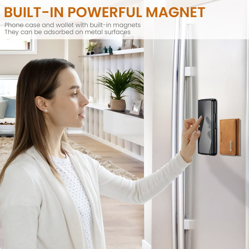 DG.MING Magnetic Business Leather Case for Galaxy Z Fold 7 - with Detachable Wallet [Brown]