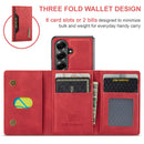 DG.MING Magnetic Business Leather Case for Galaxy Z Fold 7 - with Detachable Wallet [Red]
