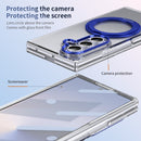 Clear 360°Rotating Magnetic Ring Stand Case for Samsung Galaxy Z Fold 7 with Tempered Glass [Blue]