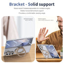 Clear 360°Rotating Magnetic Ring Stand Case for Samsung Galaxy Z Fold 7 with Tempered Glass [Gold]