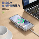 Clear 360°Rotating Magnetic Ring Stand Case for Samsung Galaxy Z Fold 7 with Tempered Glass [Gold]
