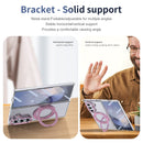 Clear 360°Rotating Magnetic Ring Stand Case for Samsung Galaxy Z Fold 7 with Tempered Glass [Pink]