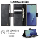 Vintage PU Leather Wallet Case with Hinge Protection for Samsung Galaxy Z Fold 7 [Black]