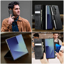 Vintage PU Leather Wallet Case with Hinge Protection for Samsung Galaxy Z Fold 7 [Black]