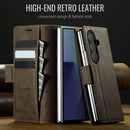 Vintage PU Leather Wallet Case with Hinge Protection for Samsung Galaxy Z Fold 7 [Brown]