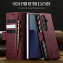 Vintage PU Leather Wallet Case with Hinge Protection for Samsung Galaxy Z Fold 7 [Maroon]