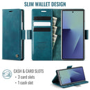 Vintage PU Leather Wallet Case with Hinge Protection for Samsung Galaxy Z Fold 7 [Teal]
