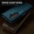 Vintage PU Leather Wallet Case with Hinge Protection for Samsung Galaxy Z Fold 7 [Teal]