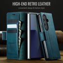 Vintage PU Leather Wallet Case with Hinge Protection for Samsung Galaxy Z Fold 7 [Teal]