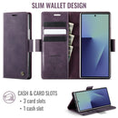 Vintage PU Leather Wallet Case with Hinge Protection for Samsung Galaxy Z Fold 7 [Purple]