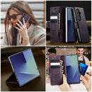 Vintage PU Leather Wallet Case with Hinge Protection for Samsung Galaxy Z Fold 7 [Purple]