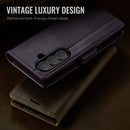 Vintage PU Leather Wallet Case with Hinge Protection for Samsung Galaxy Z Fold 7 [Purple]