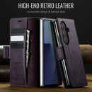 Vintage PU Leather Wallet Case with Hinge Protection for Samsung Galaxy Z Fold 7 [Purple]