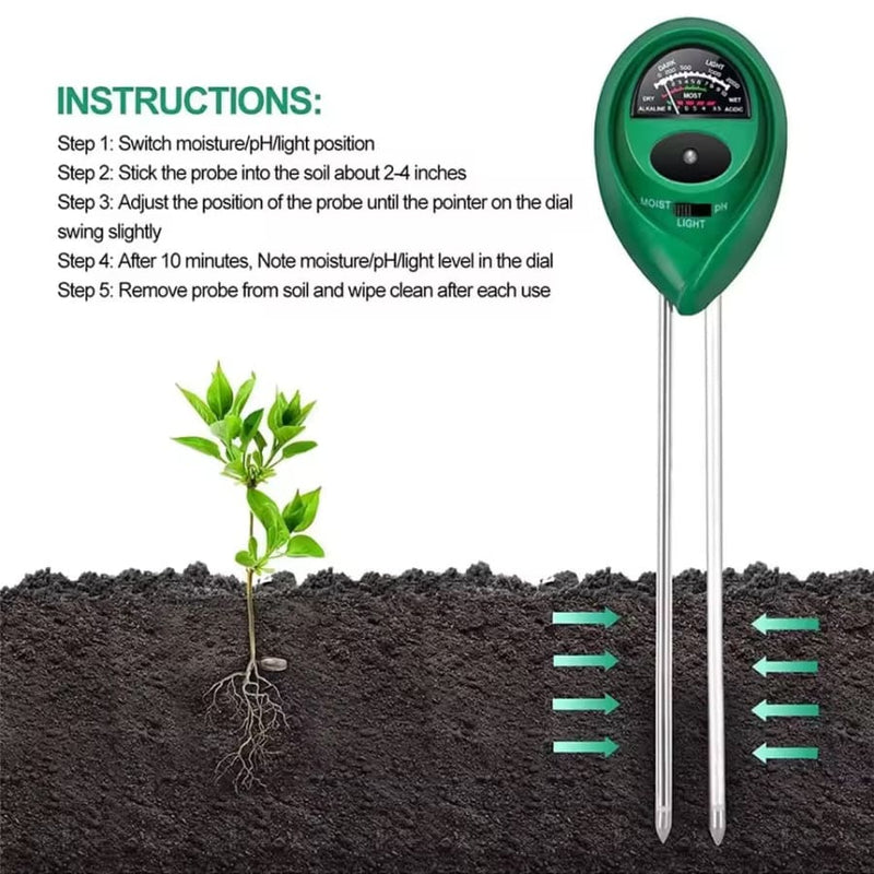 Soil Tester pH Moisture Light Meter 3 in 1 Tools & Kits