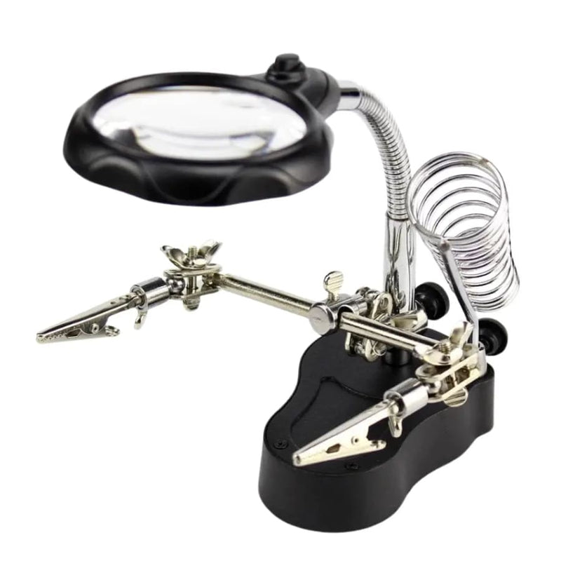Soldering Iron Stand with Clamp Magnifying Glass & Lights