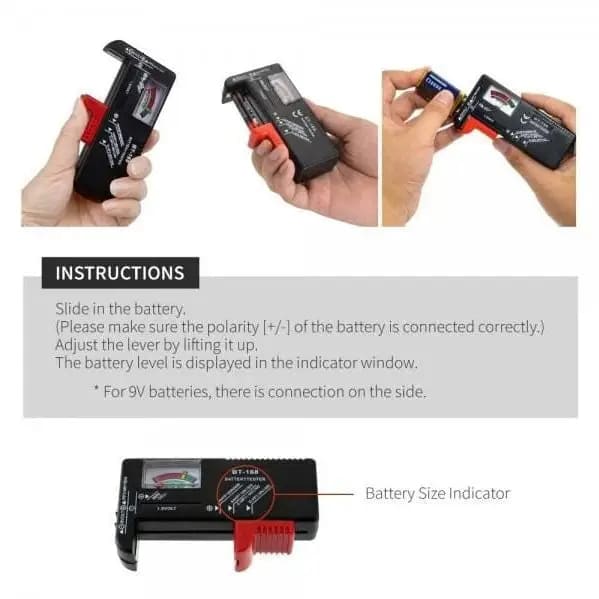 Universal Battery Tester For AA 9V Button Type Batteries