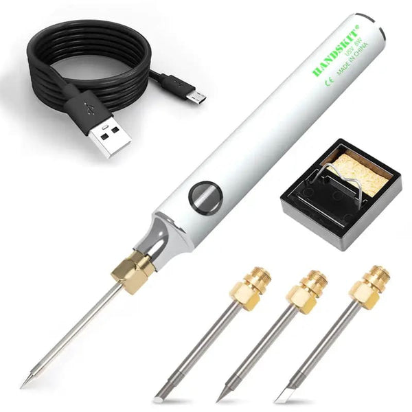 USB Soldering Iron Set 8W Adjustable Temp Ceramic Core & 4