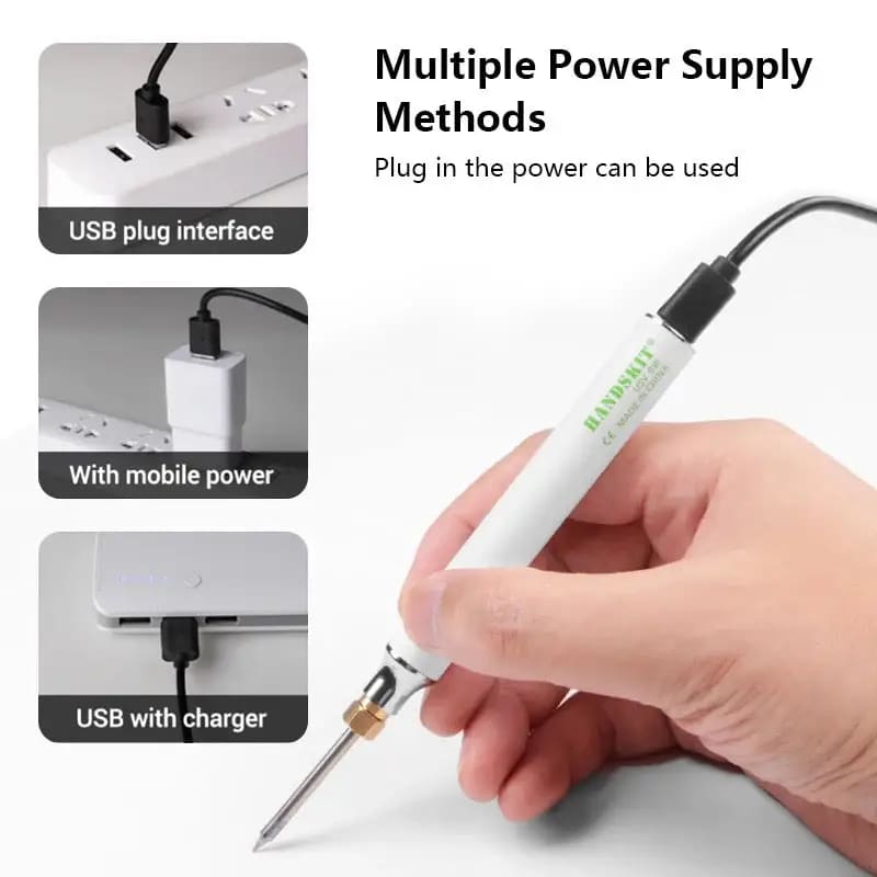 USB Soldering Iron Set 8W Adjustable Temp Ceramic Core &