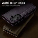 Vintage PU Leather Wallet Case with Hinge Protection