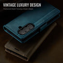Vintage PU Leather Wallet Case with Hinge Protection