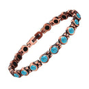 Womans Magnetic Copper Bracelet - Blue Pearls