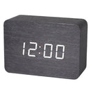 Wooden LED Digital Alarm Clock with Temperature Display & Night Light (4 colours available) - Black - HBC