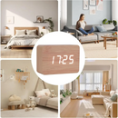 Wooden LED Digital Alarm Clock with Temperature Display & Night Light (4 colours available) - HBC