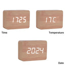 Wooden LED Digital Alarm Clock with Temperature Display & Night Light (4 colours available) - HBC