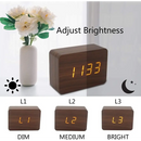 Wooden LED Digital Alarm Clock with Temperature Display & Night Light (4 colours available) - HBC