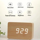 Wooden LED Digital Alarm Clock with Temperature Display & Night Light (4 colours available) - HBC