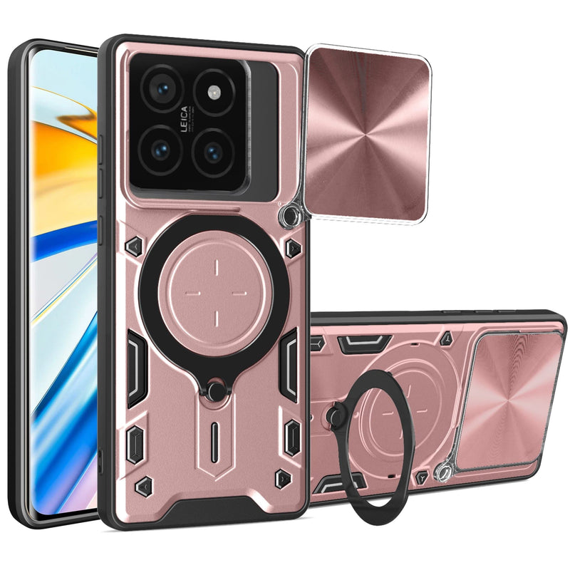 Xiaomi 14T Pro Ring Kickstand Case w/ Camera Cover [Rose Gold]
