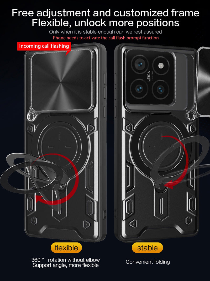 Xiaomi 14T Pro Ring Kickstand Case w/ Camera Cover [Black]