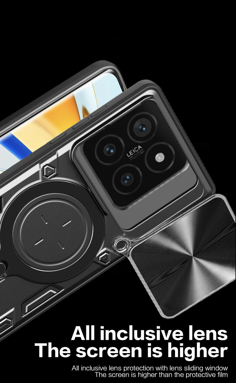 Xiaomi 14T Pro Ring Kickstand Case w/ Camera Cover [Rose Gold]