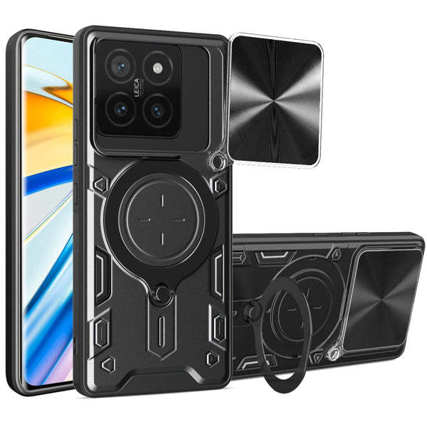 Xiaomi 14T Ring Kickstand Case w/ Camera Cover [Black]