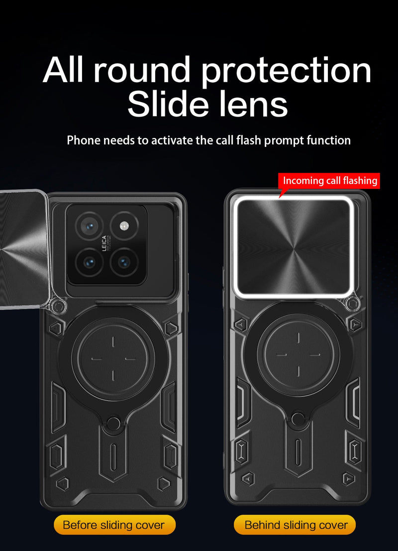 Xiaomi 14T Ring Kickstand Case w/ Camera Cover [Black]