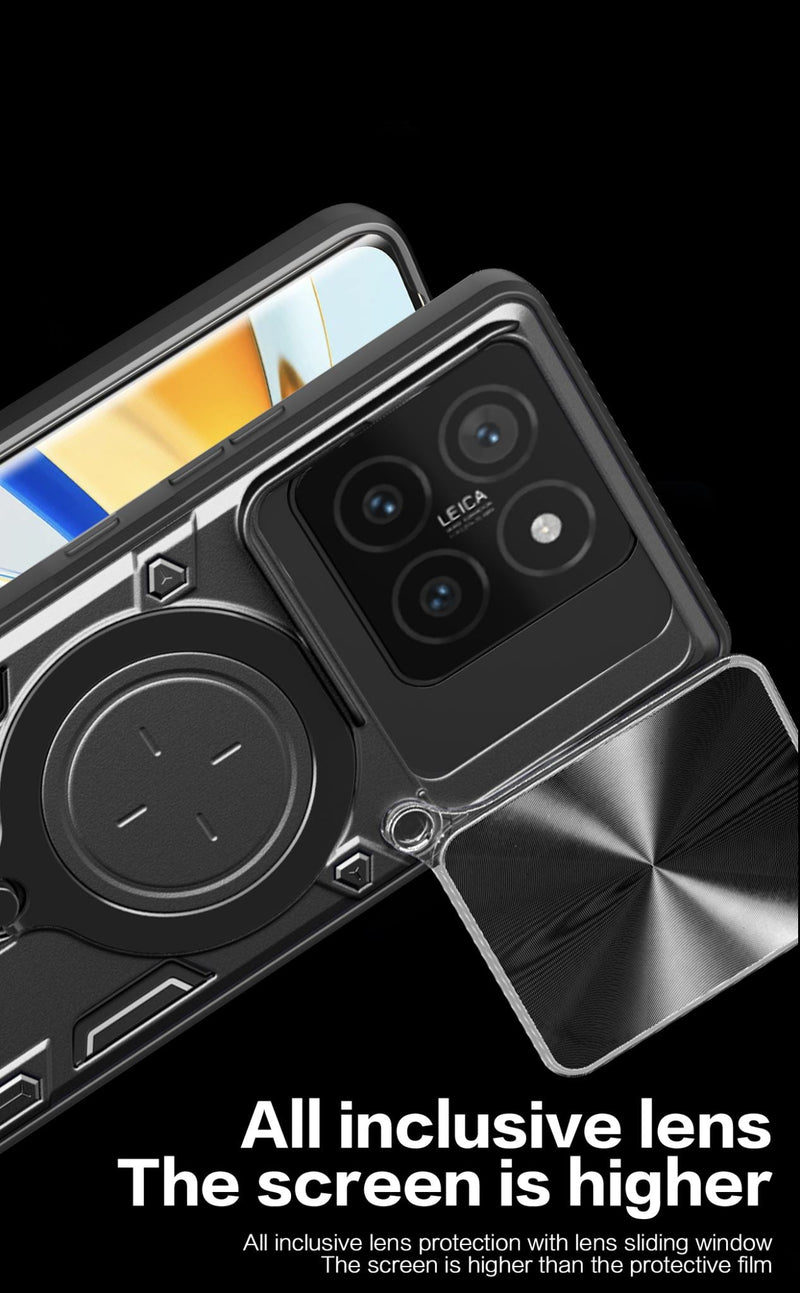 Xiaomi 14T Ring Kickstand Case w/ Camera Cover [Black]