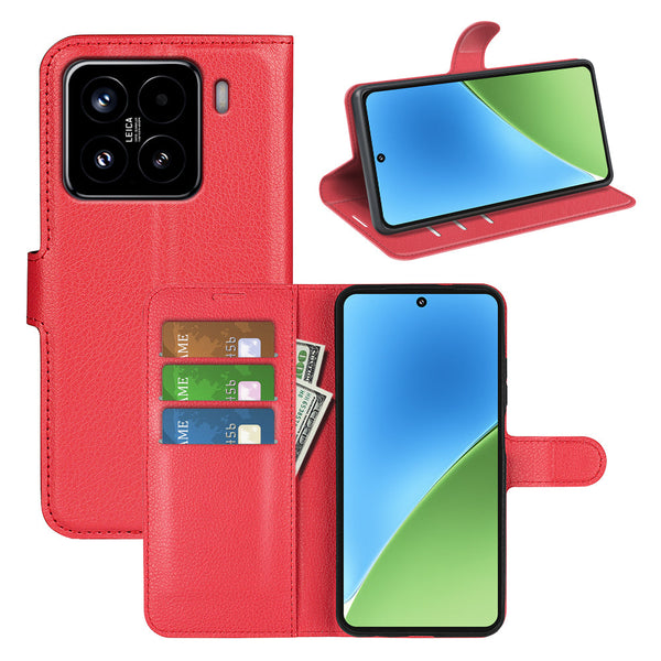 Xiaomi 15 PU Wallet Case [Red]