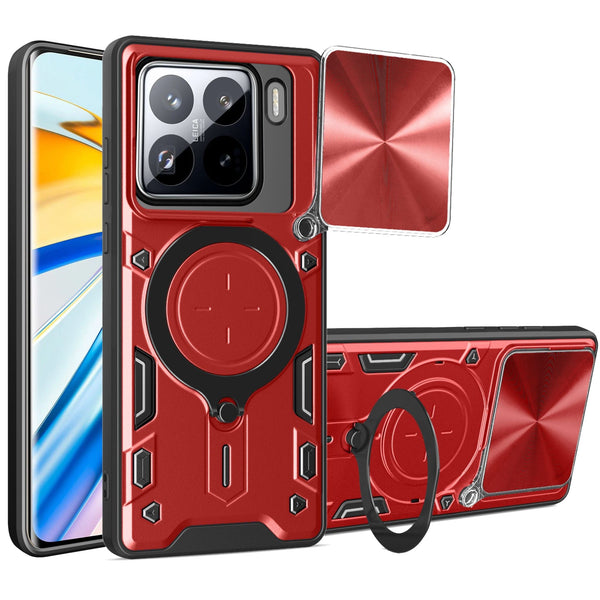 Xiaomi 15 Ring Kickstand Case w/ Camera Cover [Red]