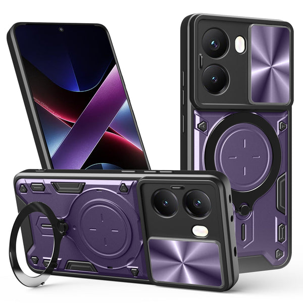 Xiaomi Poco X7 Pro Ring Kickstand Case w/ Camera Cover [Purple]