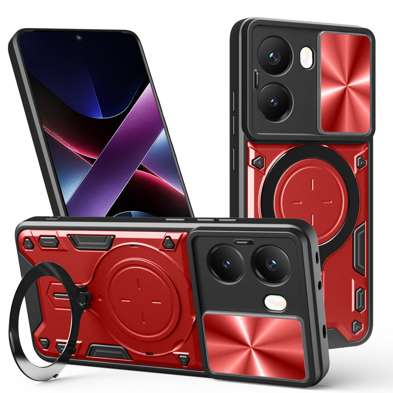Xiaomi Poco X7 Pro Ring Kickstand Case w/ Camera Cover [Red]