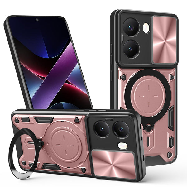 Xiaomi Poco X7 Pro Ring Kickstand Case w/ Camera Cover [Rose Gold]