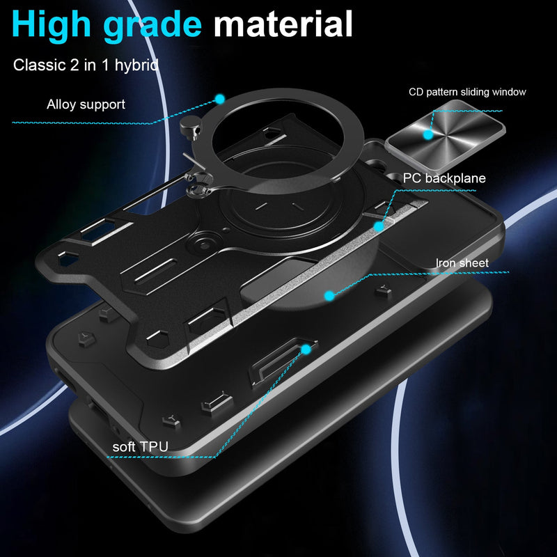 Xiaomi Poco X7 Pro Ring Kickstand Case w/ Camera Cover [Black]