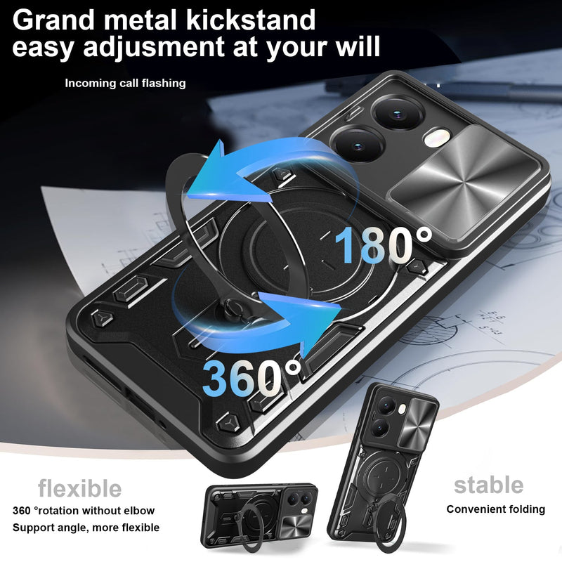 Xiaomi Poco X7 Pro Ring Kickstand Case w/ Camera Cover [Red]