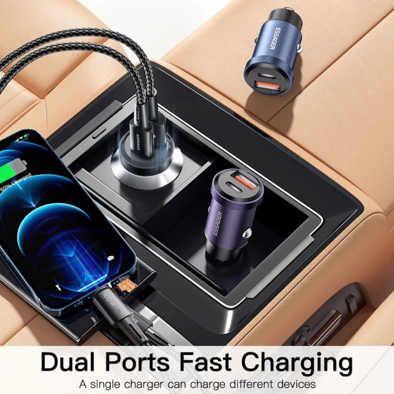 Essager Car Charger (Type C & USB Port)