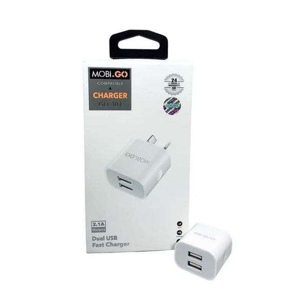 Mobigo Dual USB Power Adapter Wall Plug (NZ / AUS)